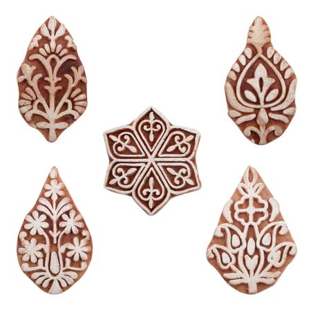 Set of 5 Piece New Mix Wooden Printing Blocks